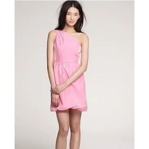 J.Crew One Shoulder Pink Party Dress Linen Blend Cocktail Size 8